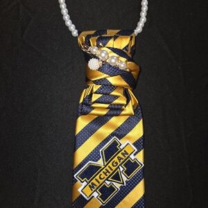 Michigan Striped Tie with Logo